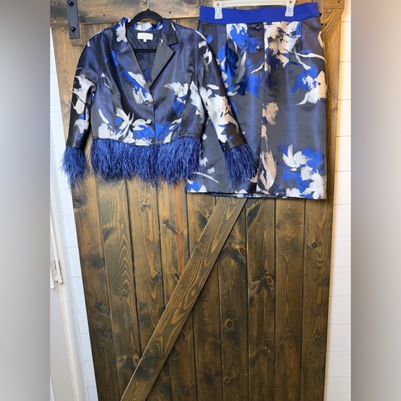 Teri Jon Dresses & Skirts - Rickie Freeman Teri Jon Jacket Skirt Fringe Trim Set